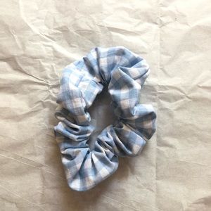 handmade blue and white gingham scrunchie